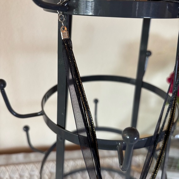 Peace Sign Reversible Copper / Black Pendant‎ Necklace Black and Gold Ribbon. - Picture 6 of 7